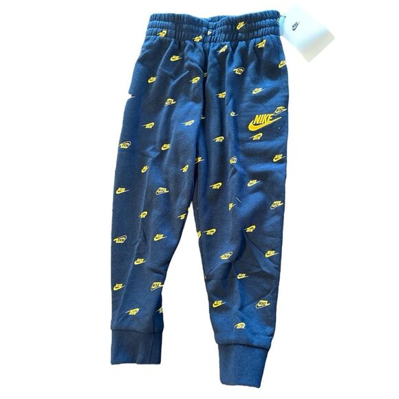 Nike Blue Jogger Pants with Yellow Logo kids size 4T New $44 - Picture 1 of 3